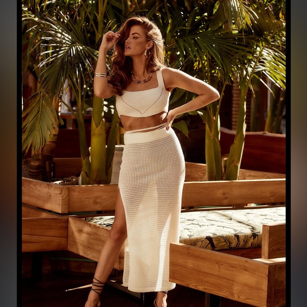 Ivory crotchet midi skirt